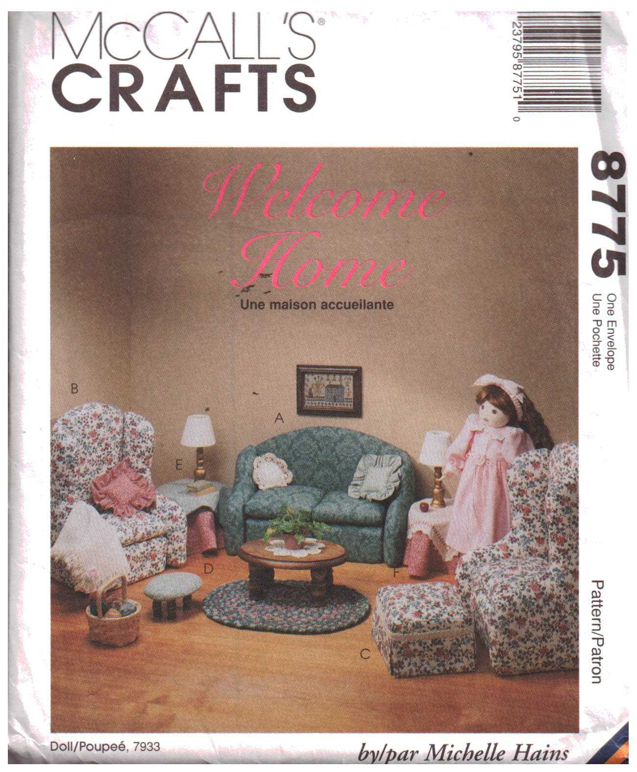 McCall's 8775 Doll Furniture Size: 18" Uncut Sewing Pattern