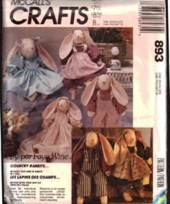 McCall's 893 Stuffed Bunny, Clothes Size: 25"-20"-14" Used Sewing Pattern