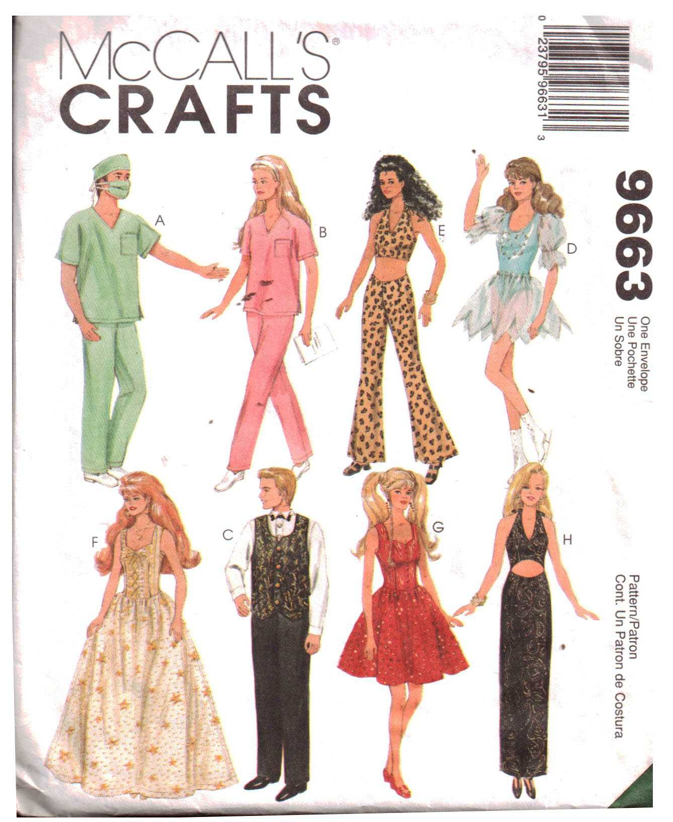 McCall's 9663 Fashion Doll's Clothes Size: 11.5, 12.5" Uncut Sewing Pattern