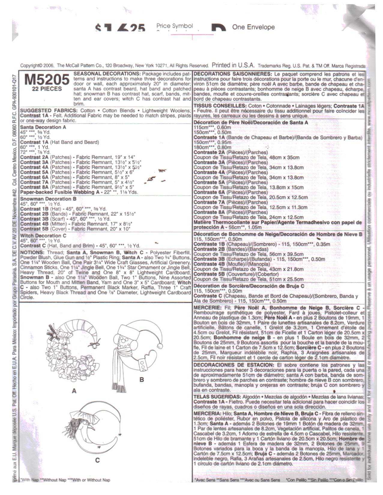 McCall's M5205 Seasonal Decorations Size: OSZ Uncut Sewing Pattern - Image 2