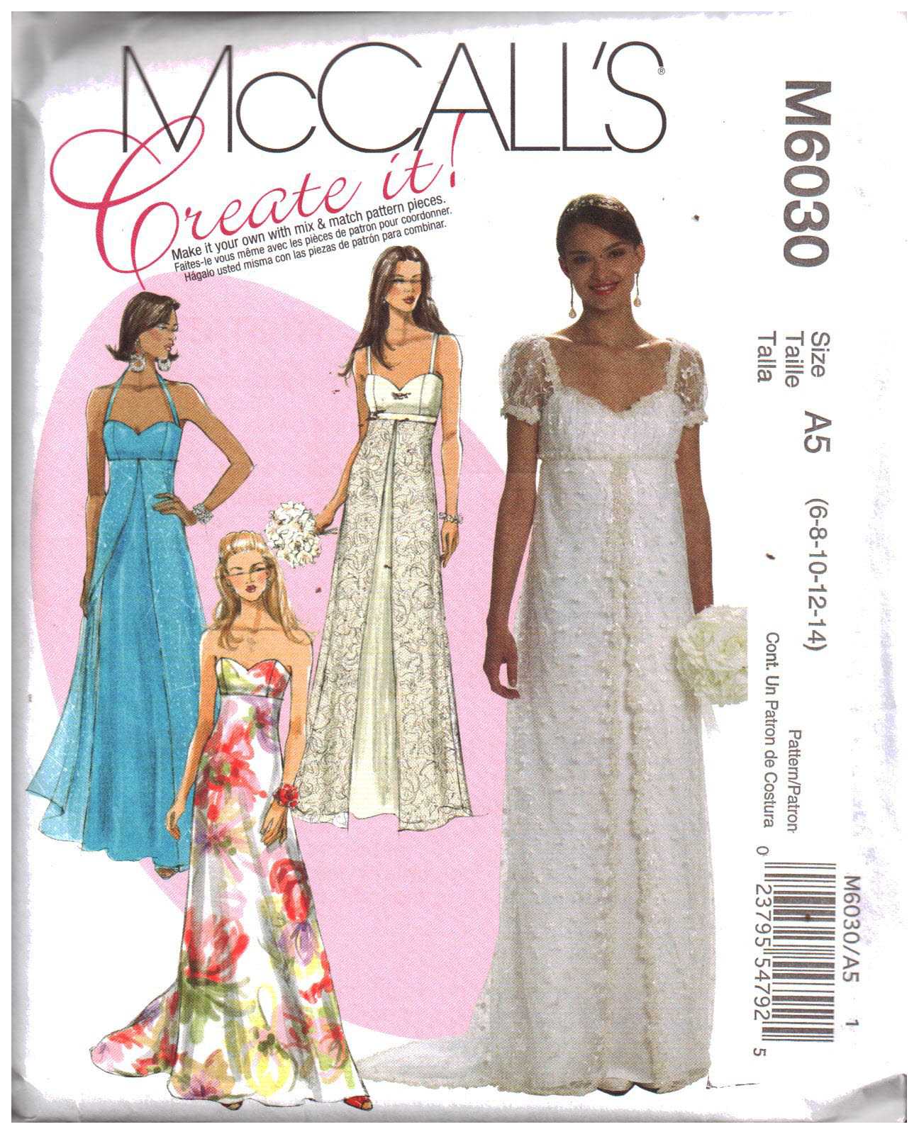 McCall's M6030 Evening Dress Size: A5 6-14 Uncut Sewing Pattern