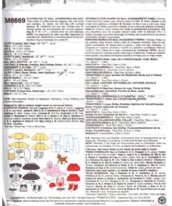 McCall's M6669 Doll Clothes, Accessories, Dog Size: 18" Uncut Sewing Pattern - Image 2