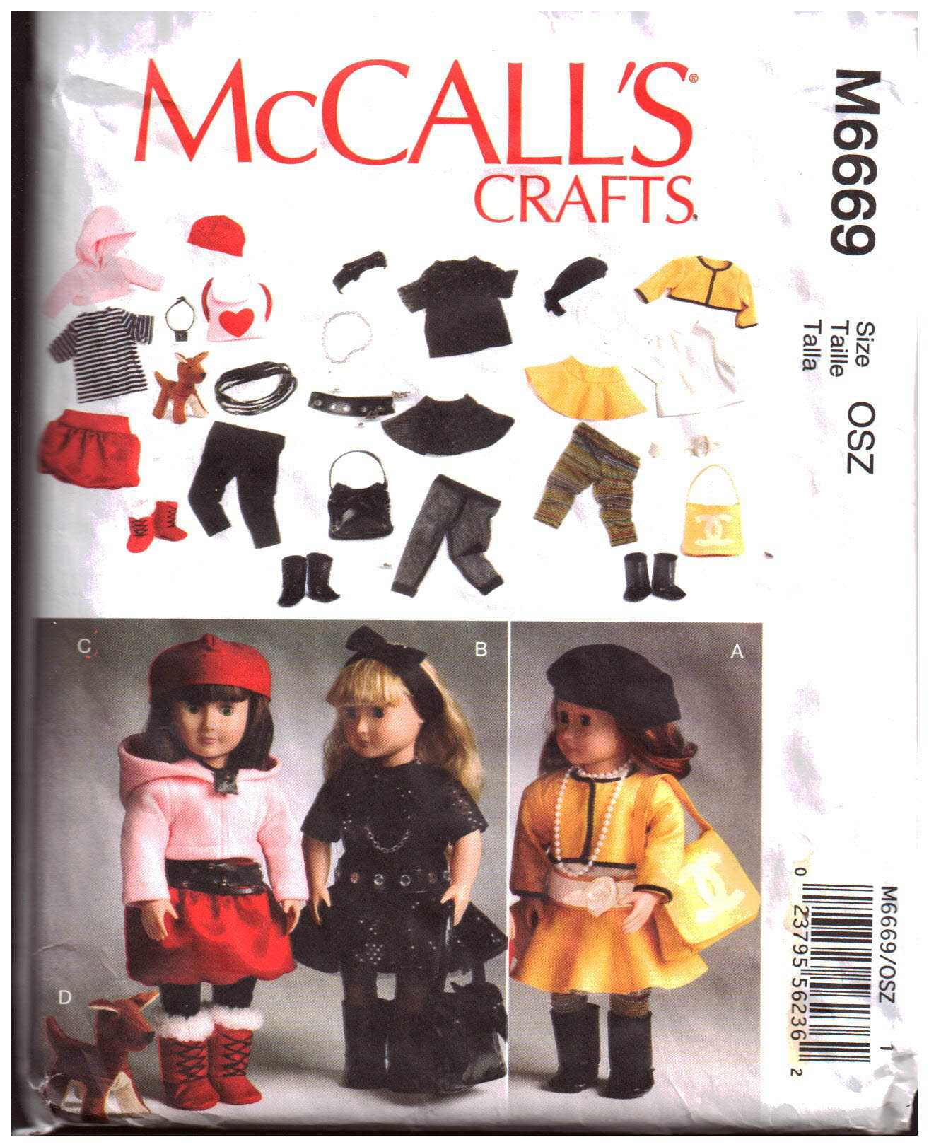 McCall's M6669 Doll Clothes, Accessories, Dog Size: 18" Uncut Sewing Pattern