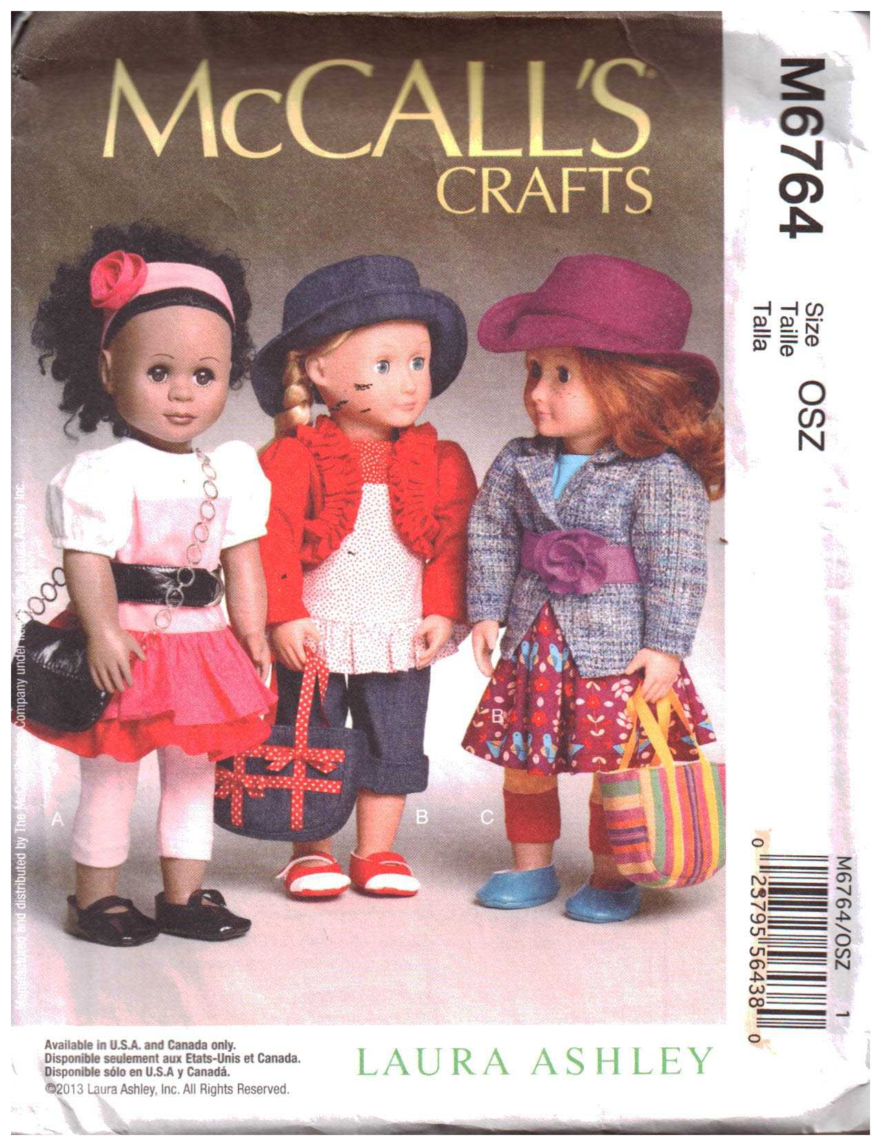McCall's M6764 Doll Clothes Size: 18" Uncut Sewing Pattern
