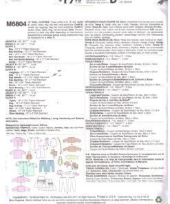 McCall's M6804 Doll Clothes Size: 18" Uncut Sewing Pattern - Image 2