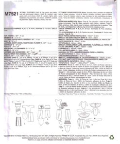 McCall's M7521 Doll Clothes Size: 18" Uncut Sewing Pattern - Image 2