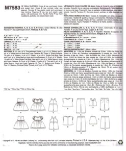 McCall's M7583 Doll Clothes Size: 18" Uncut Sewing Pattern - Image 2