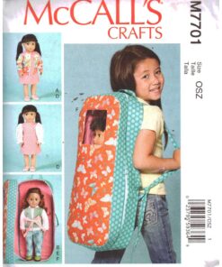 McCall's M7701 Doll Clothes, Doll Carrier Size: OSZ Uncut Sewing Pattern