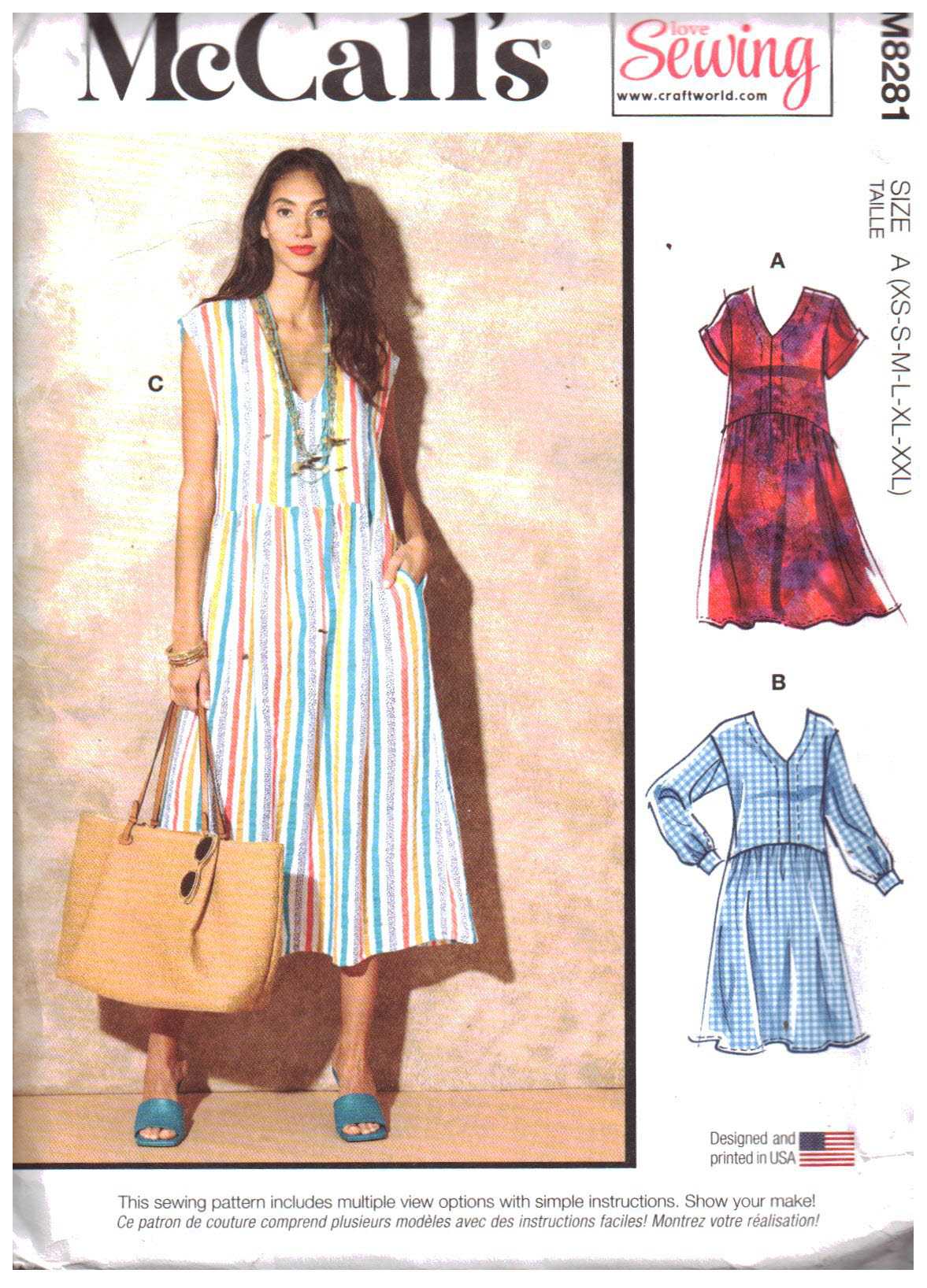 McCall's M8281 Dress Size: A XS-S-M-L-XL-XXL Uncut Sewing Pattern