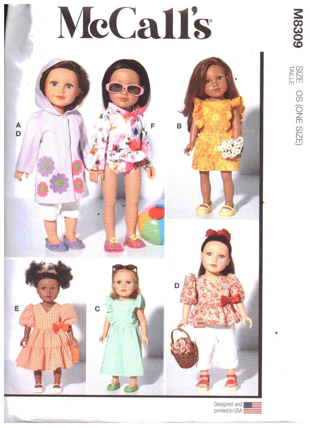 McCall's M8309 Doll Clothes Size: 18" Uncut Sewing Pattern