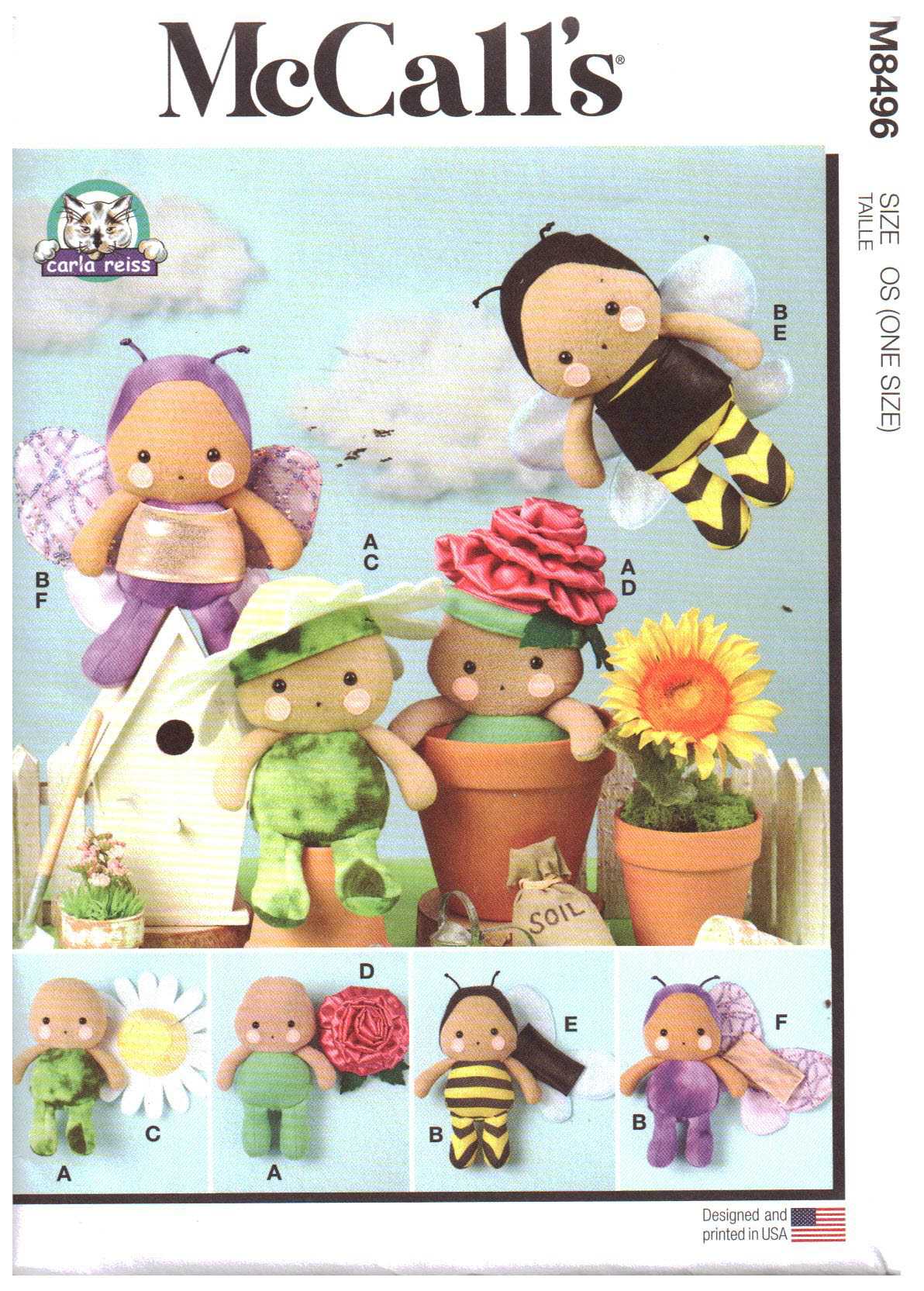 McCall's M8496 Plush Dolls & Accessories Size: One Uncut Sewing Pattern