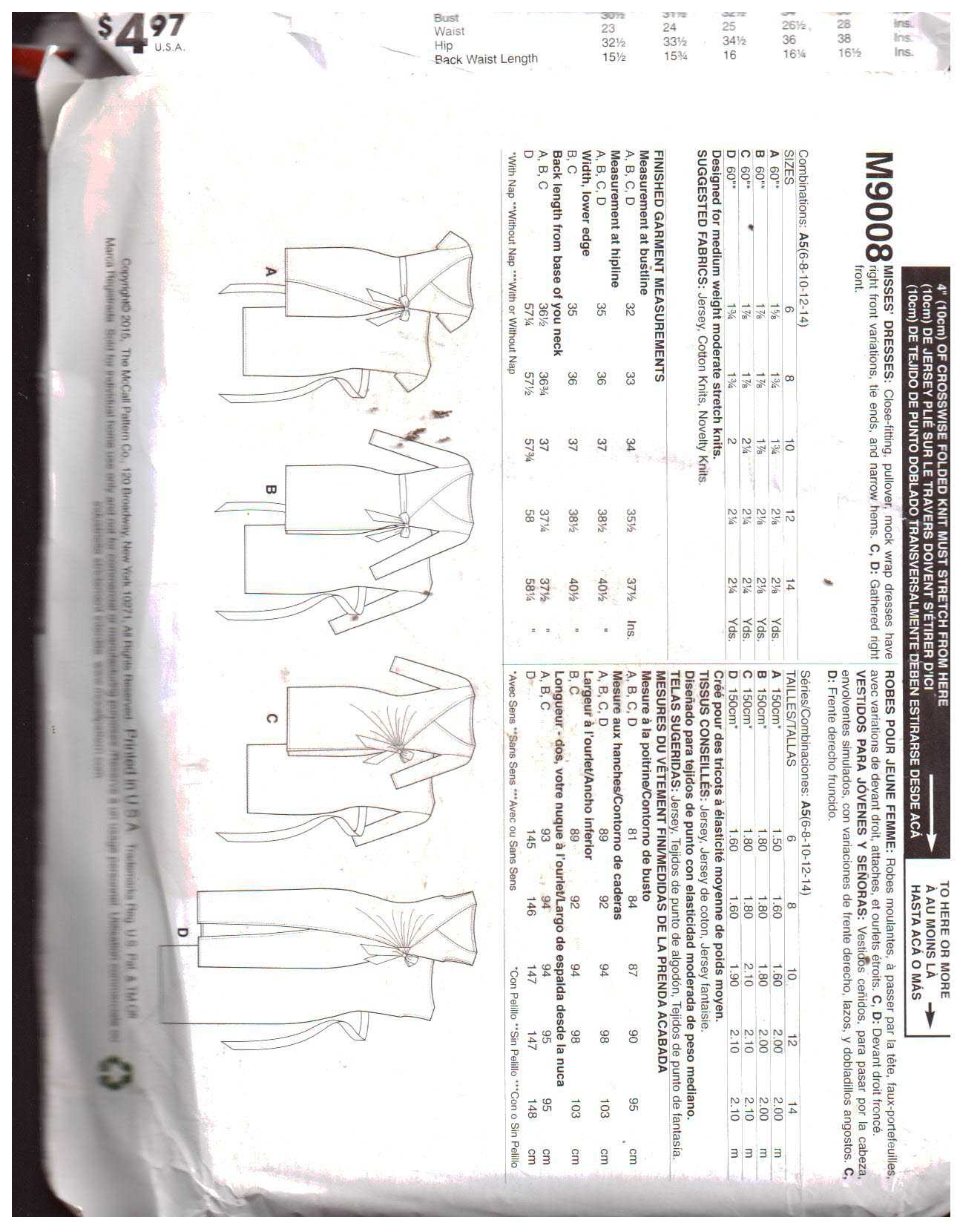 McCall's M9008 Dress Size: A5 6-14 Uncut Sewing Pattern - Image 2