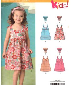 New Look 6066 Girl's Dress, Head Band Size: A 3-8 Uncut Sewing Pattern