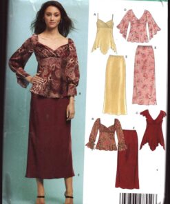 New Look 6406 Tops, Skirt Size: A 10-22 Uncut Sewing Pattern
