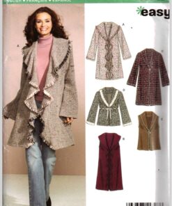 New Look 6538 Coat, Jacket, Vest Size: A 10-22 Uncut Sewing Pattern