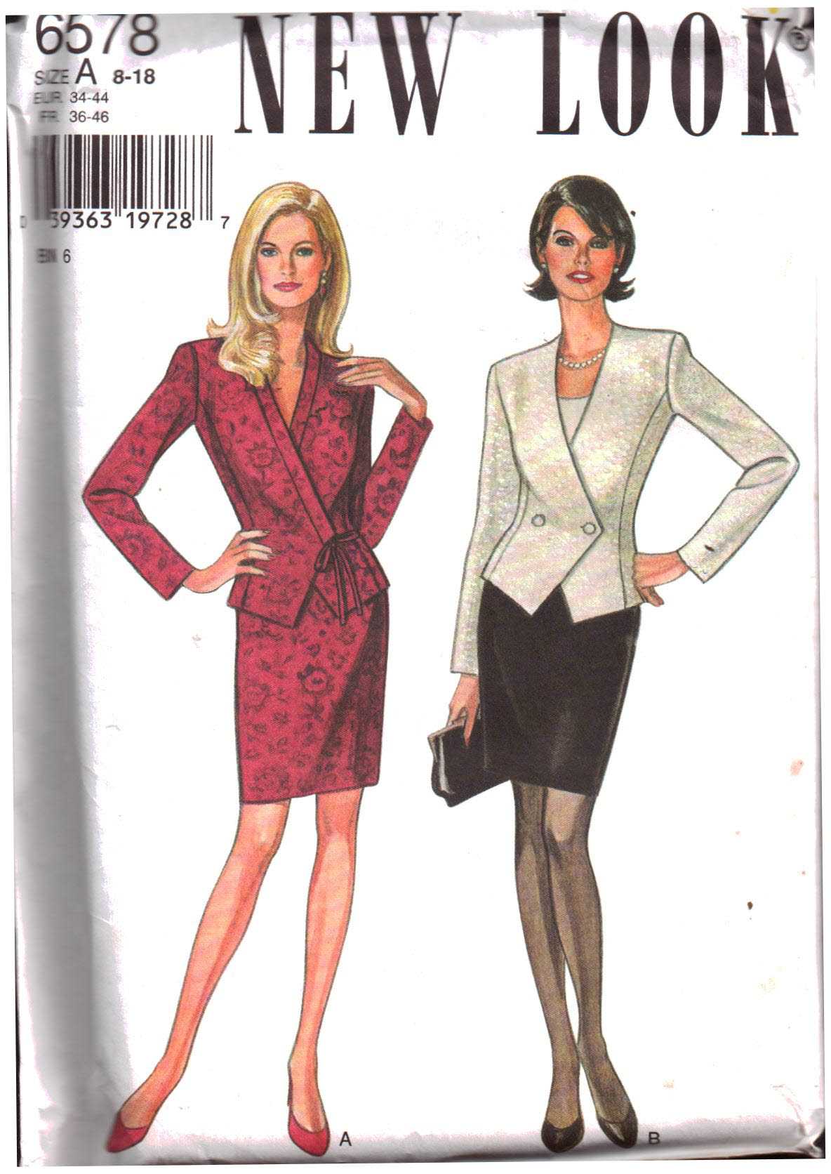 New Look 6578 Suit - Skirt, Jacket Size: A 8-18 Uncut Sewing Pattern