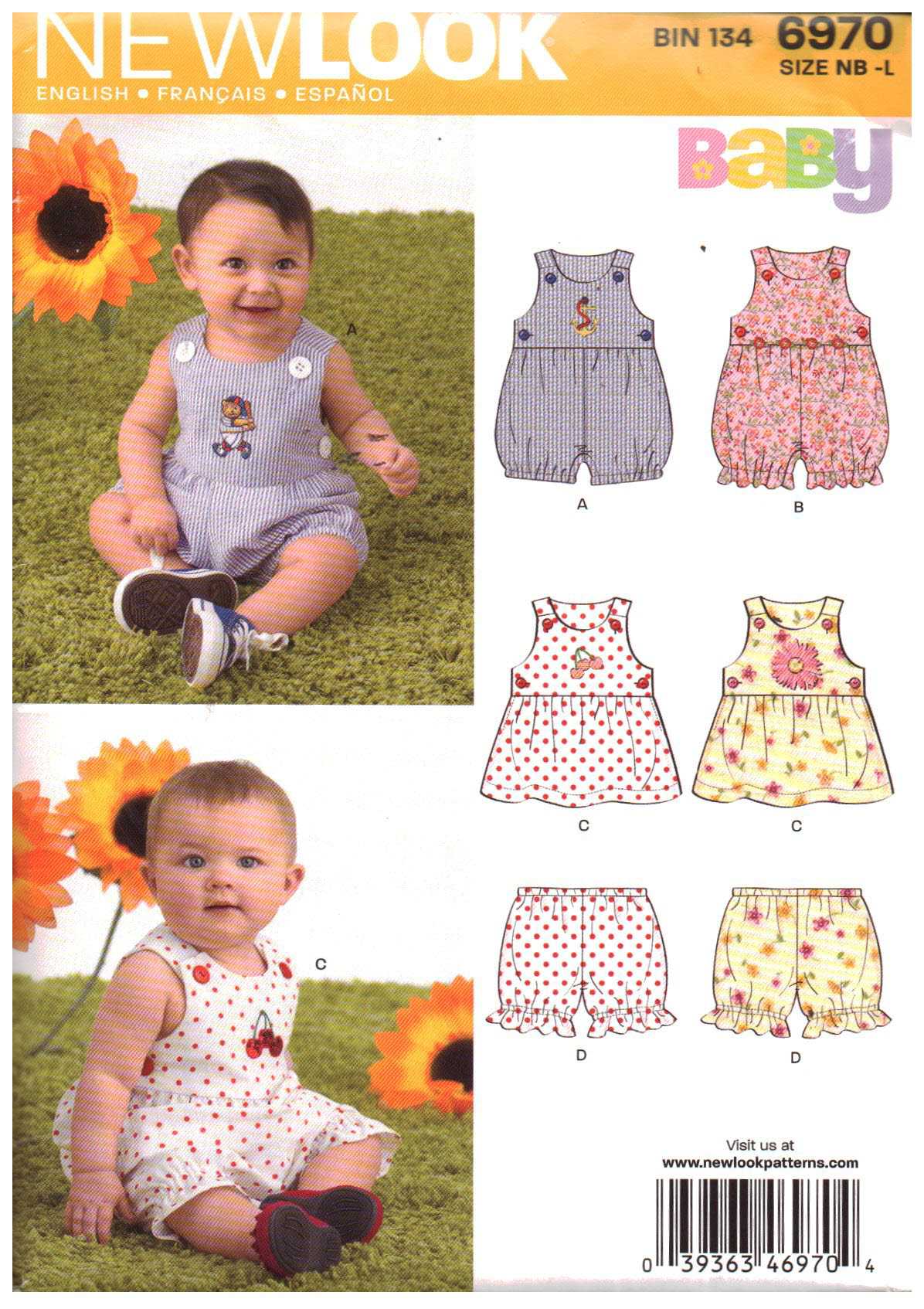 New Look 6970 Infants Jumper, Dress, Panties Size: NB-L Uncut Sewing Pattern