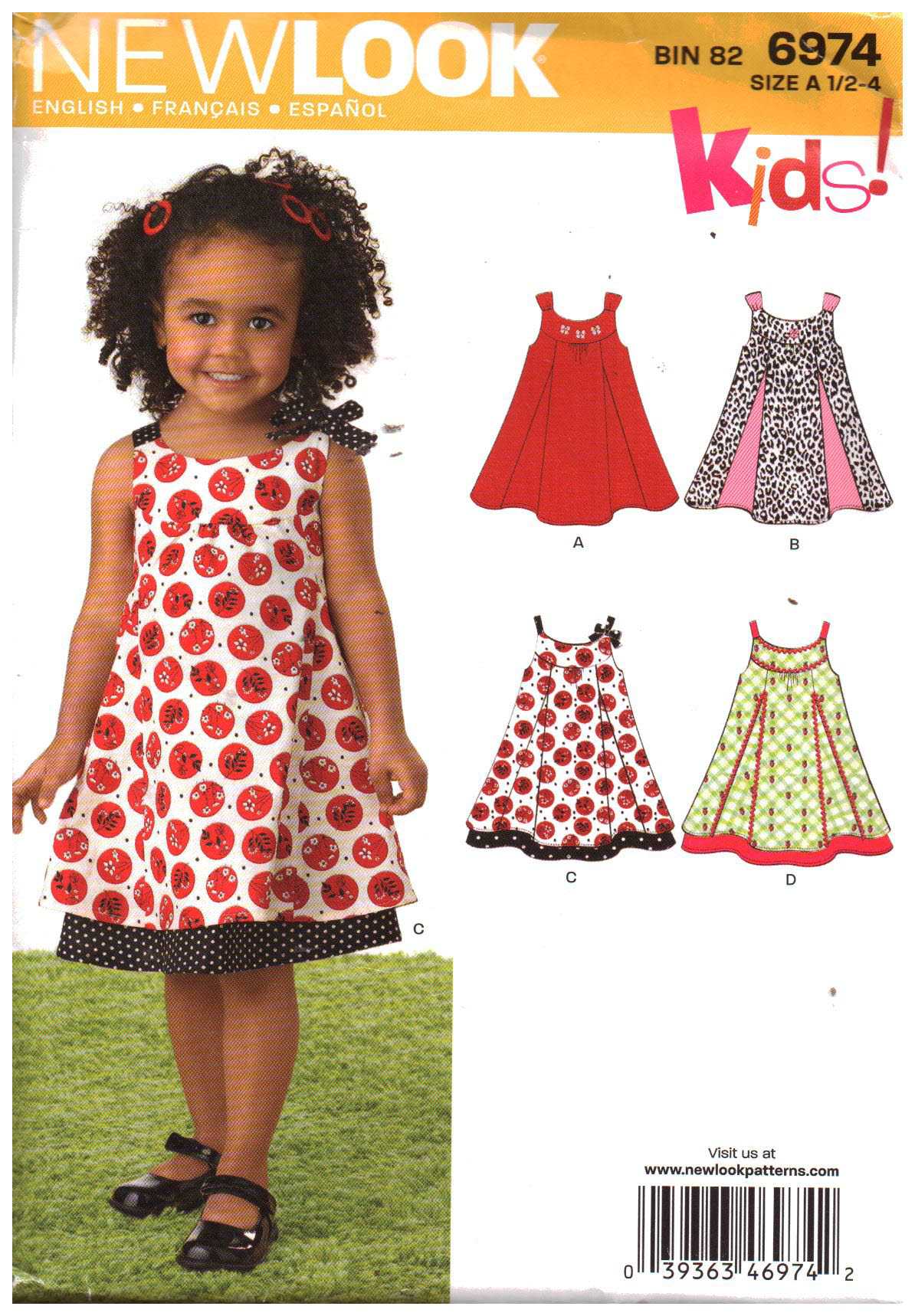 New Look 6974 Girl's Dress Size: A 0.5-4 Uncut Sewing Pattern