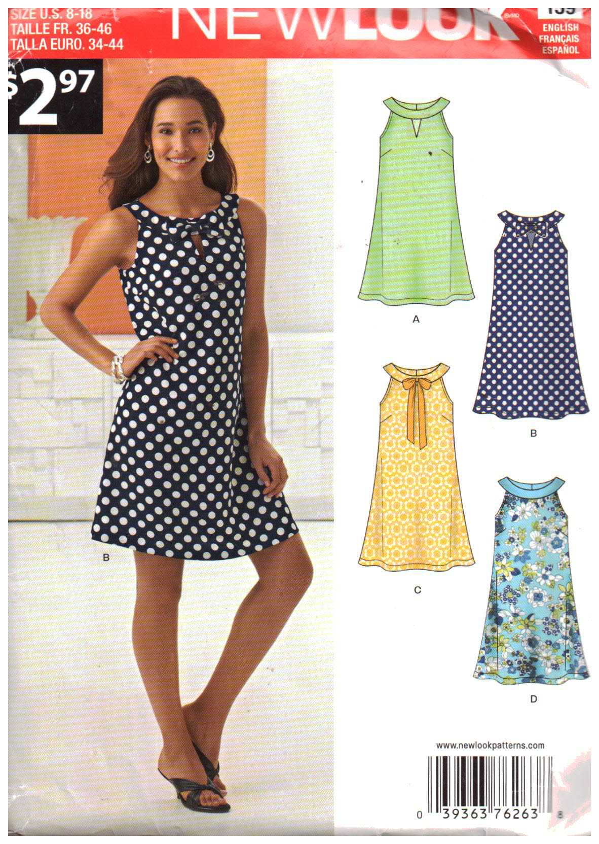New Look A6263 Dress Size: 8-18 Uncut Sewing Pattern
