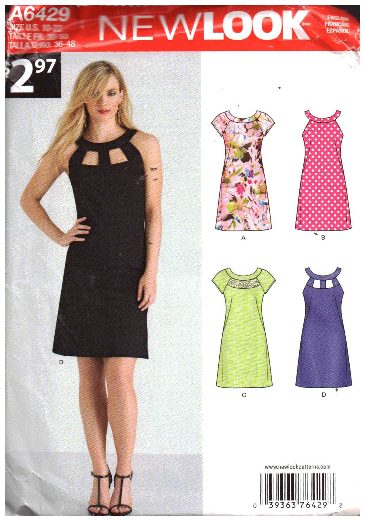 New Look A6429 Dress Size: 10-22 Uncut Sewing Pattern