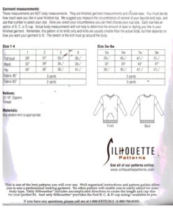 Silhoutte 114 BP's Dual Zipper Top Size: 1-4 & 5W-8W Uncut Sewing Pattern - Image 2