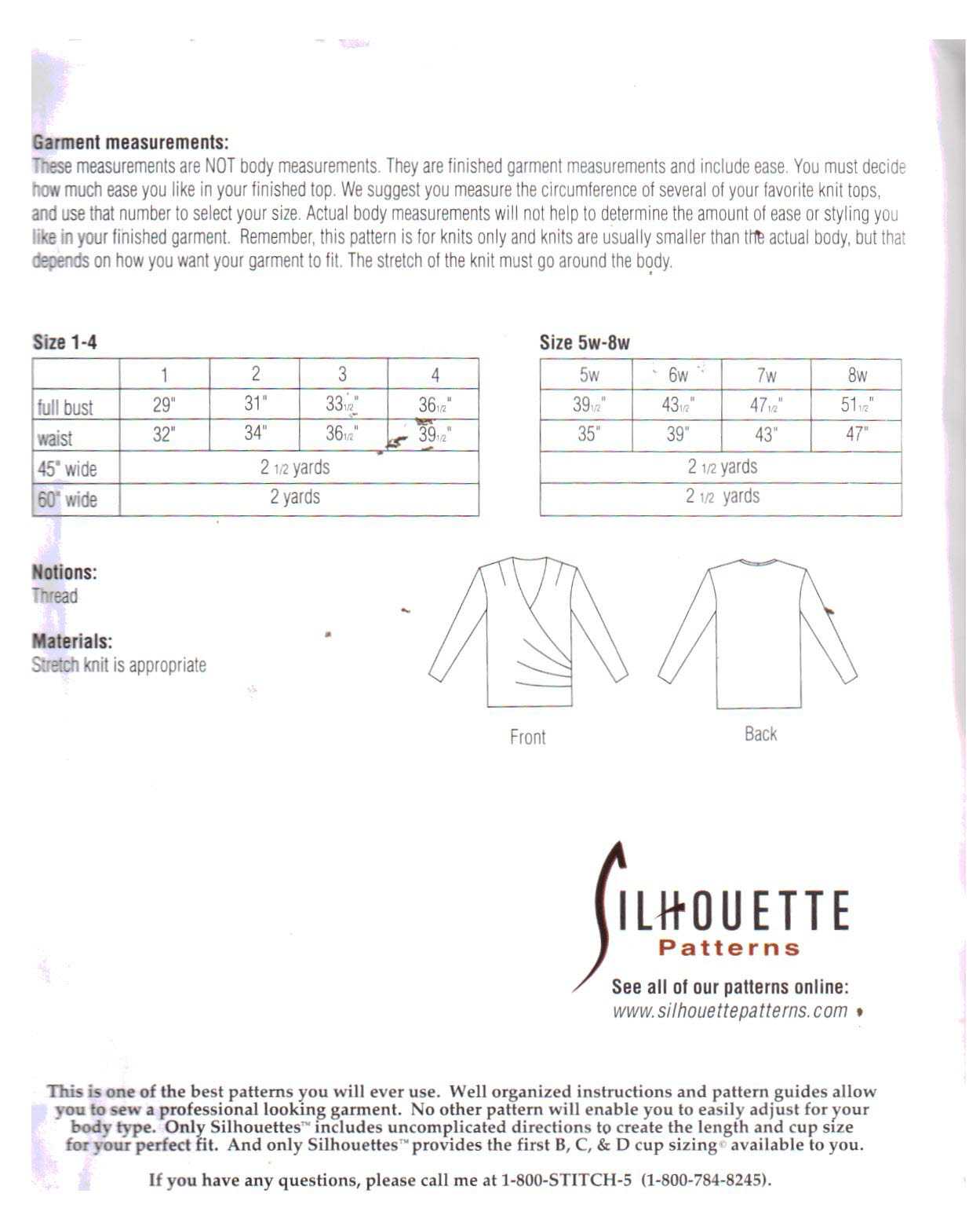 Silhoutte 116 Chanel's Top Size: 1-4 & 5W-8W Uncut Sewing Pattern - Image 2