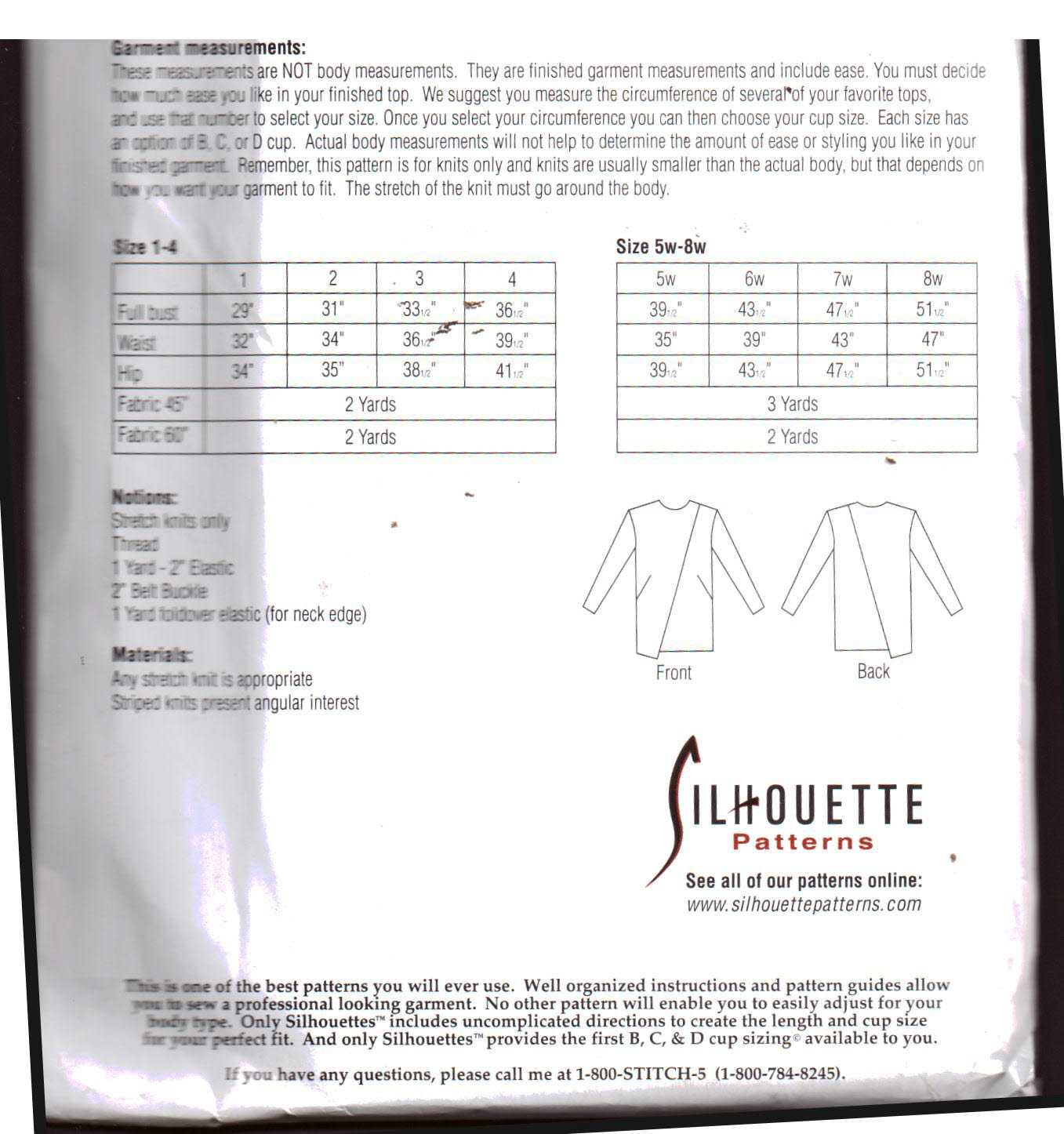 Silhoutte 127 Iakila's Asymmetrical Top Size: 1-4 & 5W-8W Uncut Sewing Pattern - Image 2