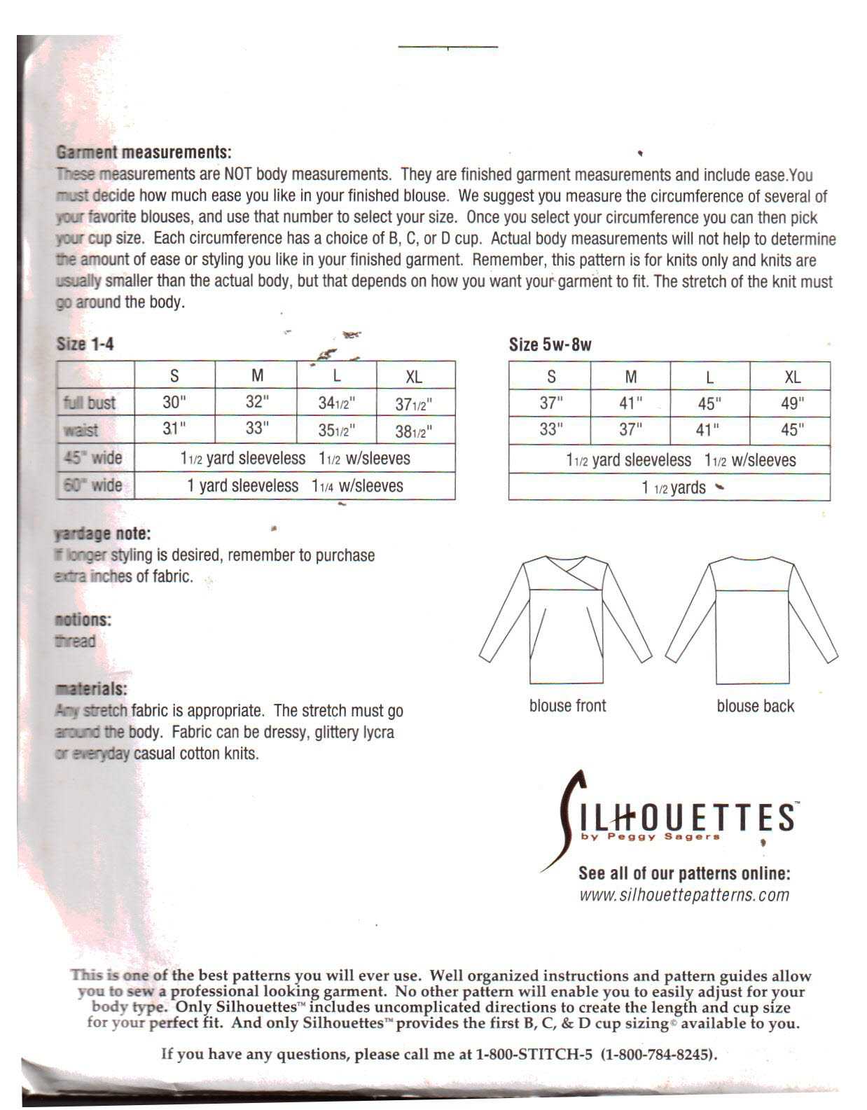 Silhoutte 150 Dana's Top Size: 1-4 & 5W-8W Uncut Sewing Pattern - Image 2