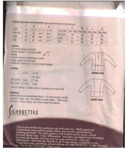 Silhoutte 1850 Quilted Jacket Size: 4-18 & 14W-28W Uncut Sewing Pattern - Image 2