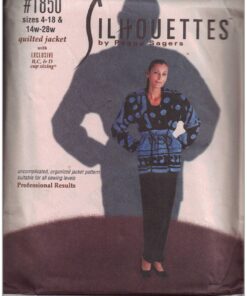 Silhoutte 1850 Quilted Jacket Size: 4-18 & 14W-28W Uncut Sewing Pattern