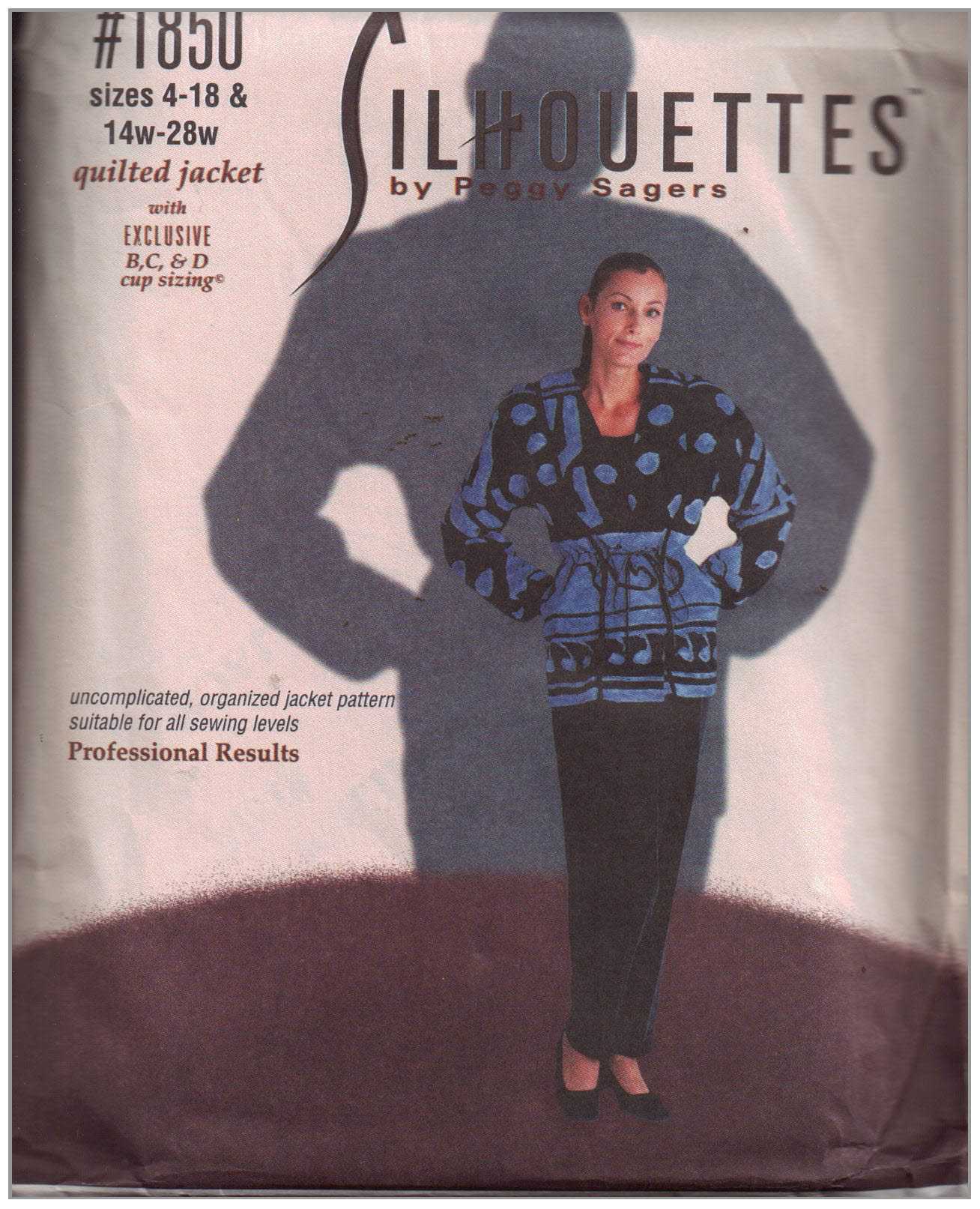 Silhoutte 1850 Quilted Jacket Size: 4-18 & 14W-28W Uncut Sewing Pattern