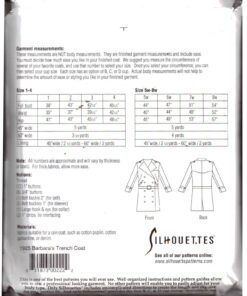 Silhoutte 1925 Barbara's Trench Size: 1-4 & 5W-8W Uncut Sewing Pattern - Image 2