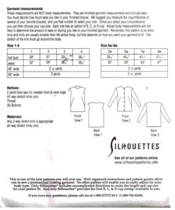 Silhoutte 195 Sweater Set Size: 1-4 & 5W-8W Uncut Sewing Pattern - Image 2