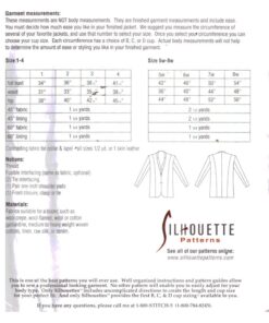 Silhoutte 1954 Mildred's Jacket Size: 1-4 & 5W-8W Uncut Sewing Pattern - Image 2