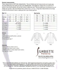 Silhoutte 1955 Jacket 148 Size: 1-4 & 5W-8W Uncut Sewing Pattern - Image 2
