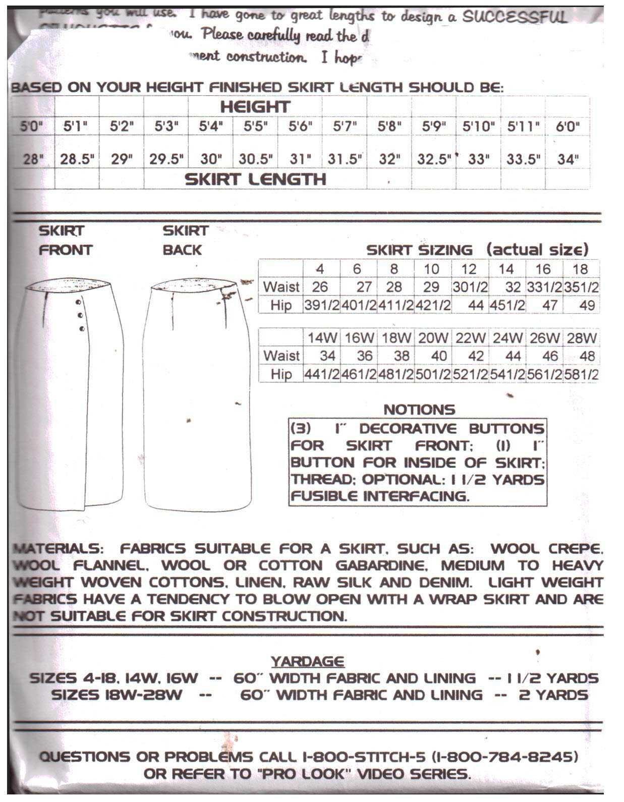 Silhoutte 2050 Wrap-Around Skirt Size: 4-18 Uncut Sewing Pattern - Image 2