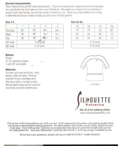 Silhoutte 212 Kors Zipper Top Size: 1-4 & 5W-8W Uncut Sewing Pattern - Image 2