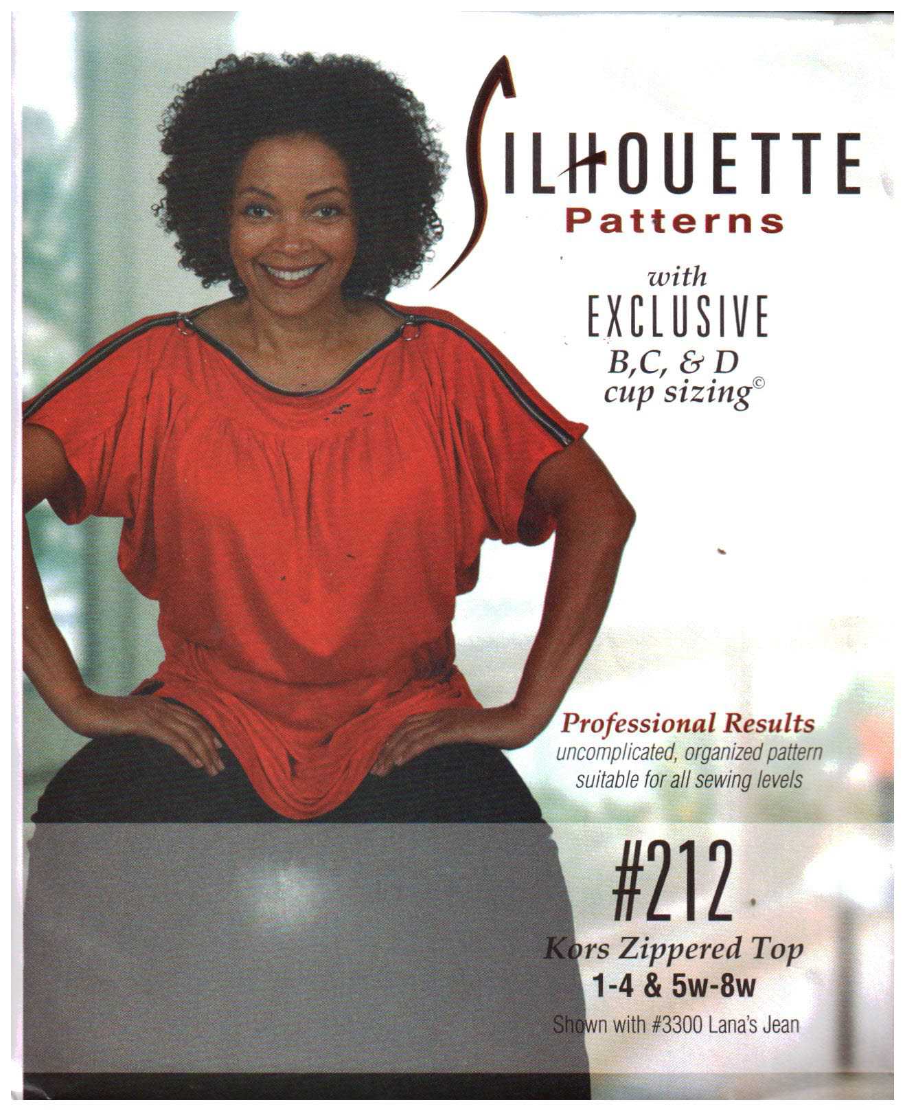 Silhoutte 212 Kors Zipper Top Size: 1-4 & 5W-8W Uncut Sewing Pattern