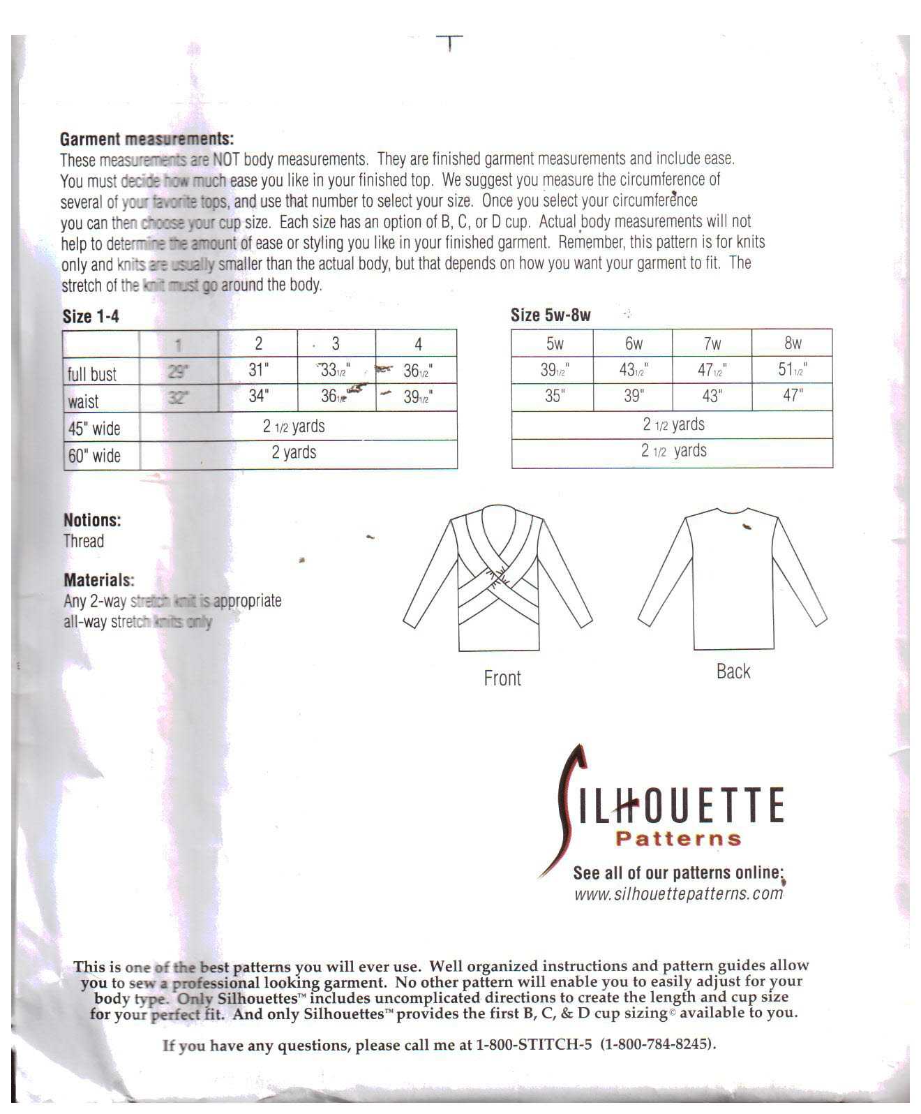 Silhoutte 215 Nicky's Favorite Top Size: 1-4 & 5W-8W Uncut Sewing Pattern - Image 2