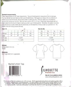 Silhoutte 219 Rachel's Knit Top Size: 1-4 & 5W-8W Uncut Sewing Pattern - Image 2