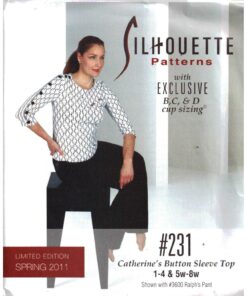 Silhoutte 231 Catherine's Button Sleeve Top Size: 1-4 & 5W-8W Uncut Sewing Pattern