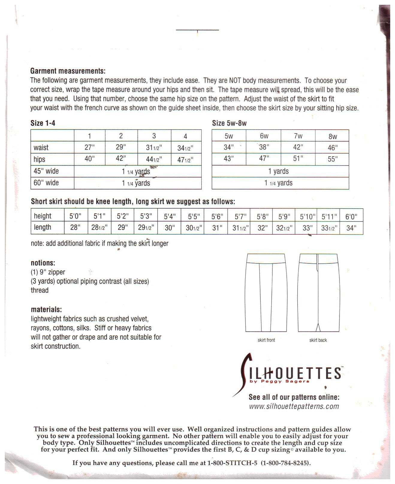 Silhoutte 2650 Donna's Skirt Size: 1-4 & 5W-8W Uncut Sewing Pattern - Image 2