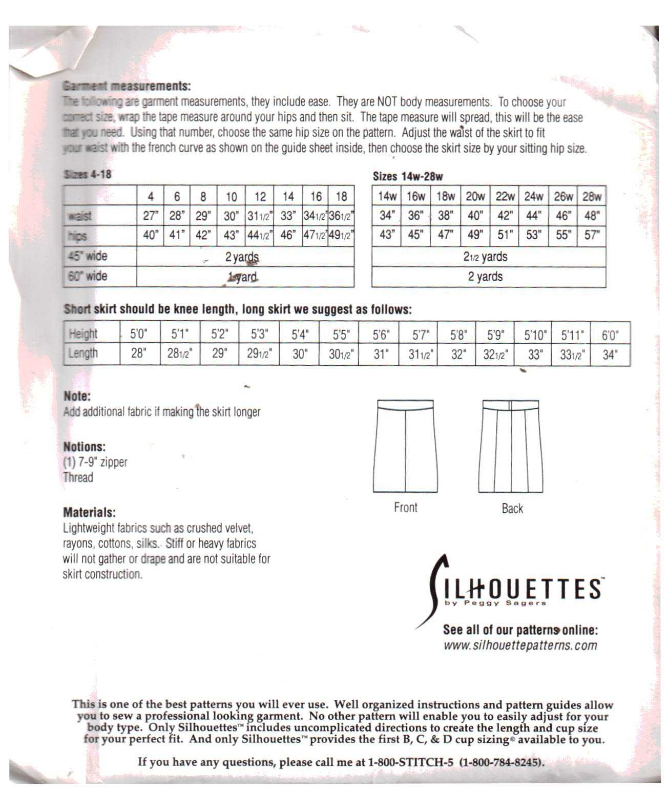 Silhoutte 2950 Joyce's Almost Bias Skirt Size: 4-18 & 14W-28W Uncut Sewing Pattern - Image 2