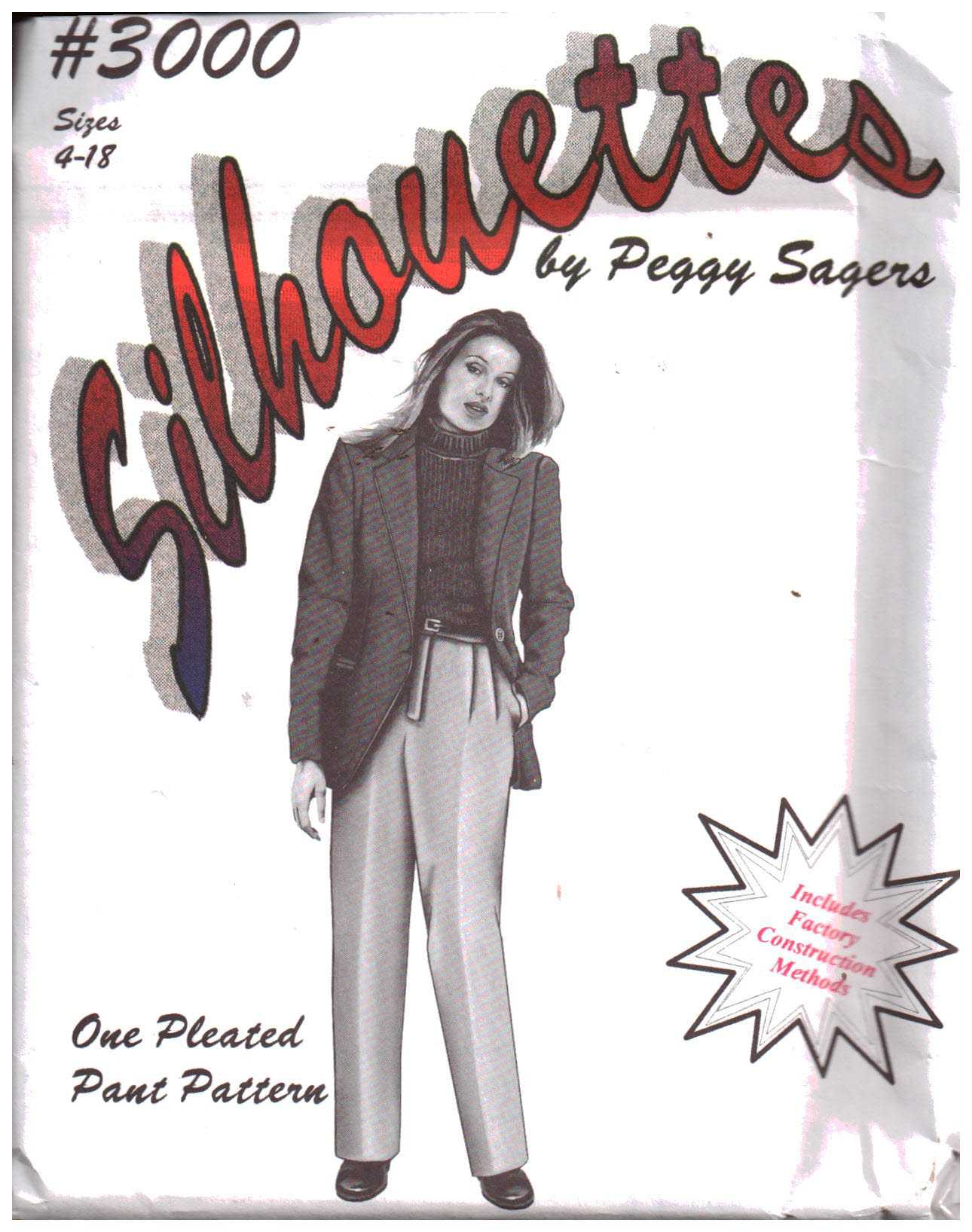 Silhoutte 3000 Pleated Pant Size: 4-18 & 14W-28W Uncut Sewing Pattern