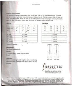 Silhoutte 3100 Laurie's Pant Size: 1-4 & 5W-8W Uncut Sewing Pattern - Image 2