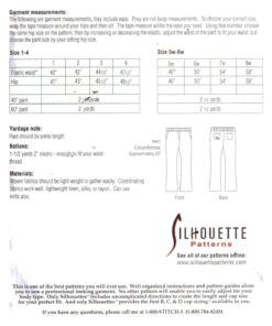 Silhoutte 3414 Jag's Woven Yoga Pants Size: 1-4 & 5W-8W Uncut Sewing Pattern - Image 2