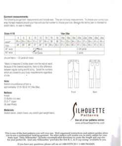 Silhoutte 3516 ET's Skinny Jeans Size: 4-18 & 14W-28W Uncut Sewing Pattern - Image 2