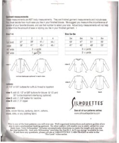 Silhoutte 400 Traditional Blouse Size: 1-4 & 5W-8W Uncut Sewing Pattern - Image 2