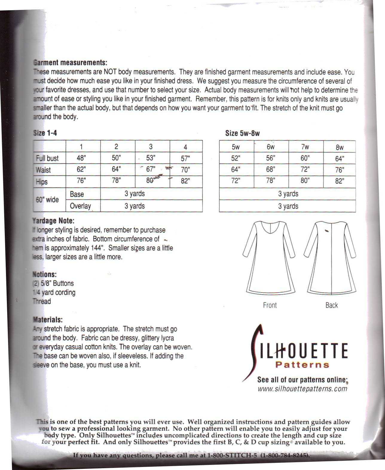 Silhoutte 4009 Morocco's Dress Size: 1-4 & 5W-8W Uncut Sewing Pattern - Image 2