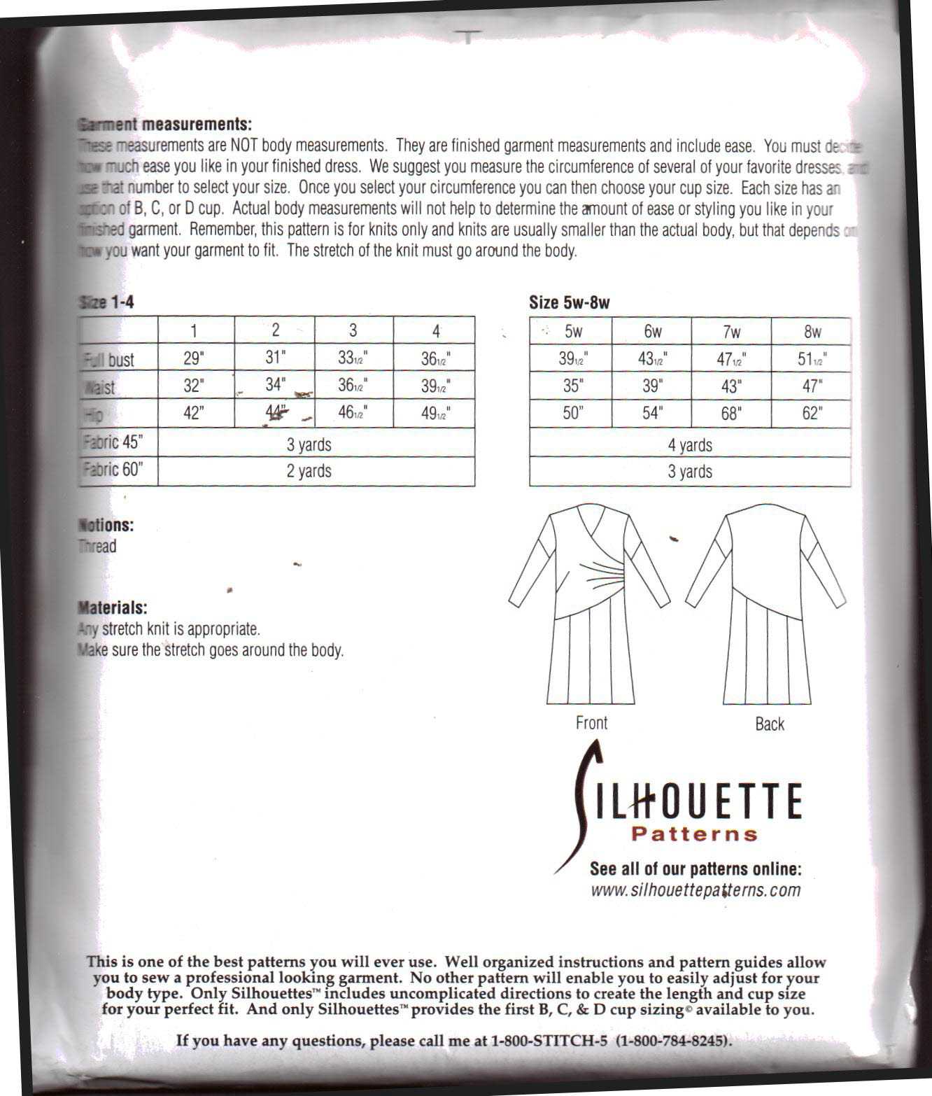 Silhoutte 4014 Shelly's Dress Size: 1-4 & 5W-8W Uncut Sewing Pattern - Image 2